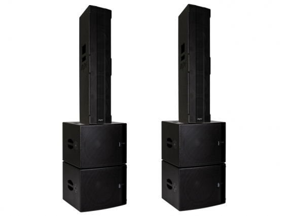 Impianto line array colonna 12000 WATT composto da 2 satelliti 4 x 8 + 4 subwoofer 15" mod: KIT-L6 Compact